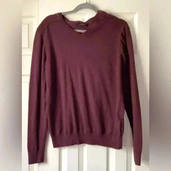 Marc Anthony Mens SIZE Large Long Sleeve V-Neck Burgundy Cashmere Blend Sweater - Picture 1 of 6